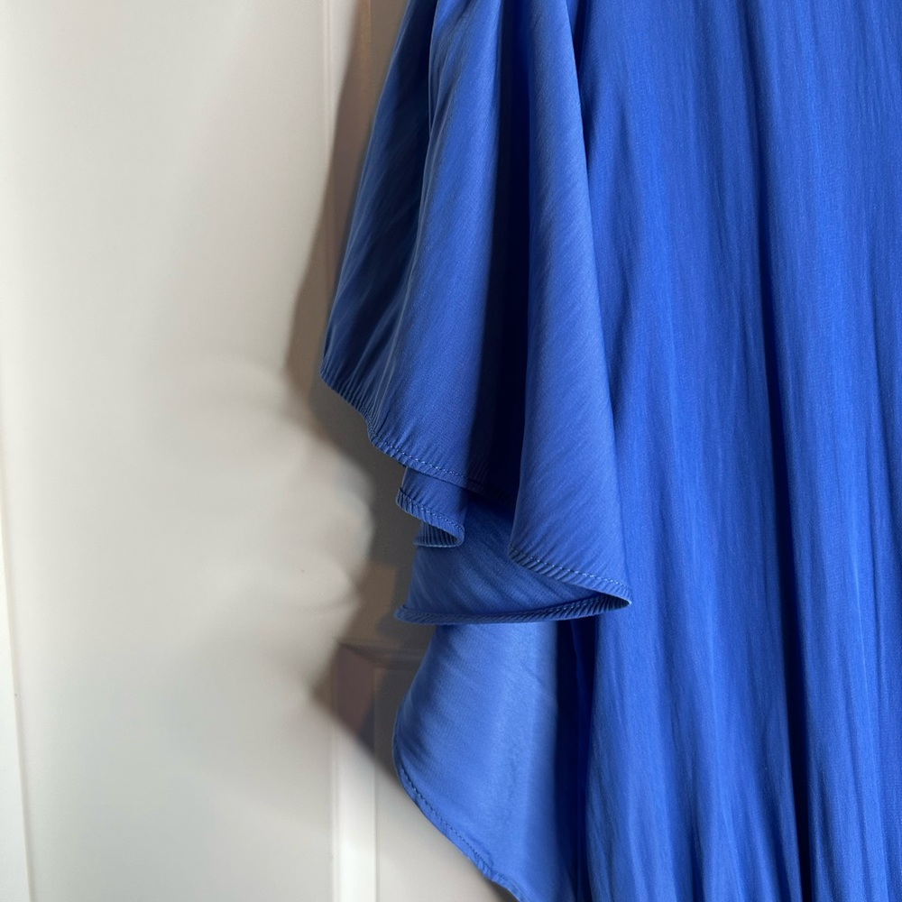 Chico’s Women’s Size 3/XL Short Sleeve Midi Dress V Neck Defined Waist Blue 6491 - Picture 8 of 10